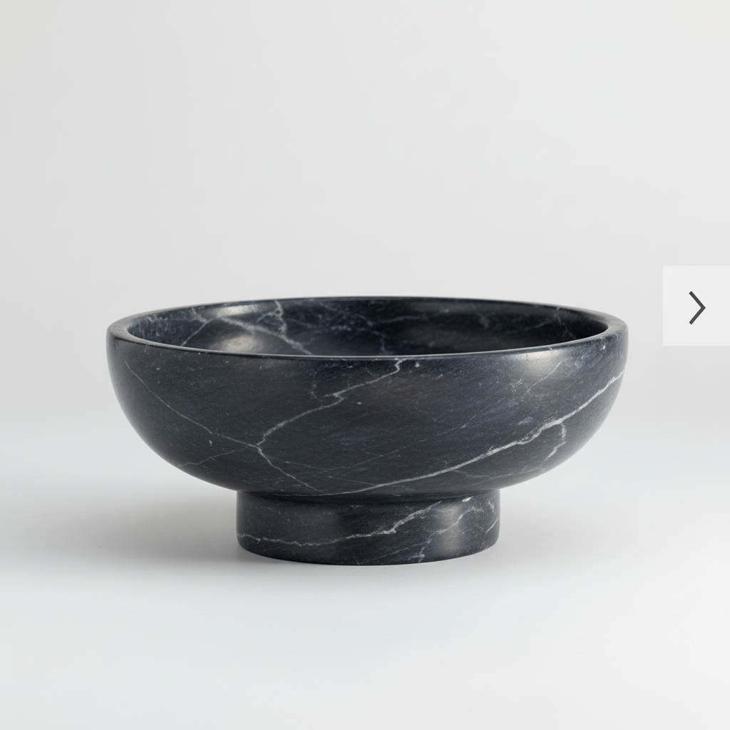 Black Marble Footed Bowl