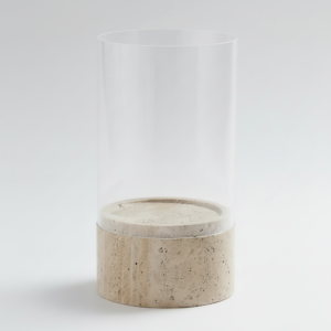 Hurricane Travertine Candle Holder