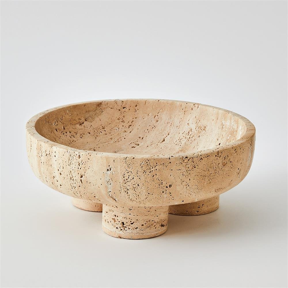 Travertine Footed Bowl
