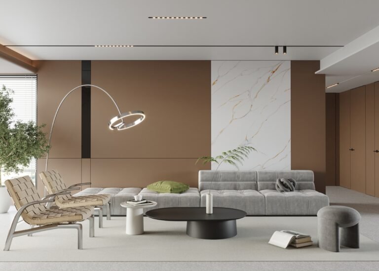 Bianco Solaris Quartz Living Room Interior